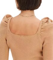 Damen Ripp-Strick-Kleid mit Karree-Ausschnitt Mini-Kleid mit langen Ärmeln 921895 Braun