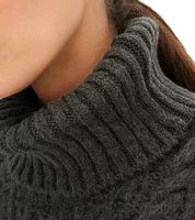 Damen Strick-Kleid mit Rollkragen Pullover-Kleid im Zopfmuster 964128 Grau