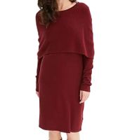 Damen Strick-Kleid stylisches Langarm-Kleid Mini-Kleid 955667 Rot