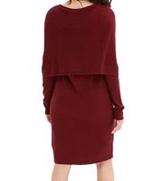 Damen Strick-Kleid stylisches Langarm-Kleid Mini-Kleid 955667 Rot