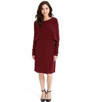 Damen Strick-Kleid stylisches Langarm-Kleid Mini-Kleid 955667 Rot
