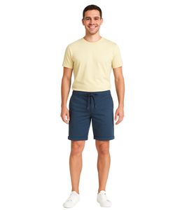 BLEND Herren Baumwoll-Shorts kurze Bermuda mit Krempelsaum und Gummibund 20716624 194024 Blau