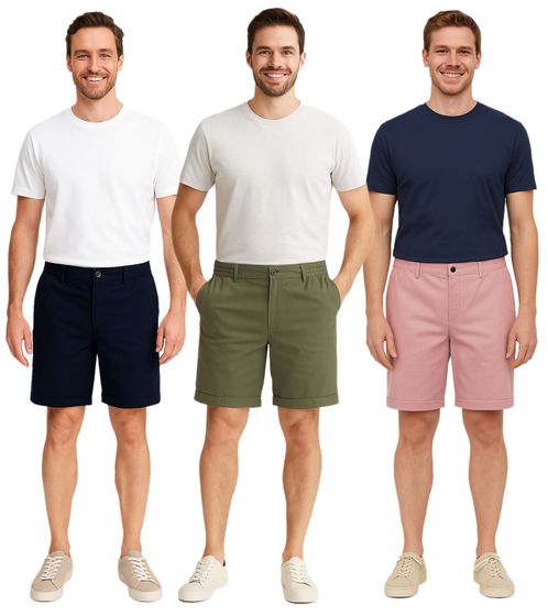 Pantalones cortos chinos tipo bermudas informales Henry FQ1924 de algodón para hombre 21900629 en azul oscuro, caqui o rosa