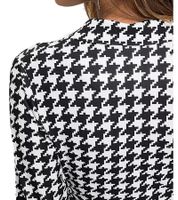 Vestido de mujer de punto, estilo ejecutivo, con estampado pata de gallo y cinturón, manga larga, talla 912240, blanco/negro Vestido de mujer de punto, estilo ejecutivo, con estampado pata de gallo y cinturón, manga larga, talla 912240, blanco/negro