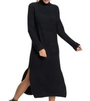 Robe en maille pour femme, mini-robe à col roulé, manches longues, 958841, noir