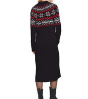 Damen Fairisle-Strick-Minikleid mit Rollkragen Langarm-Kleid 976460 Schwarz