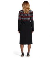Damen Fairisle-Strick-Minikleid mit Rollkragen Langarm-Kleid 976460 Schwarz