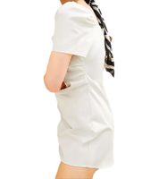 Damen Puffärmelkleid Strand-Kleid mit Baumwollanteil Midi-Kleid 973350 Weiß