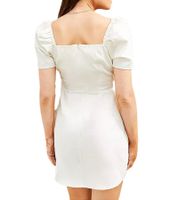 Damen Puffärmelkleid Strand-Kleid mit Baumwollanteil Midi-Kleid 973350 Weiß