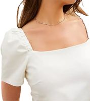 Damen Puffärmelkleid Strand-Kleid mit Baumwollanteil Midi-Kleid 973350 Weiß