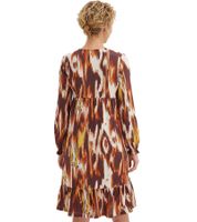 Abito tunica leggero da donna, abito estivo, elegante abito in jersey, 919025, bianco/arancione/rosso