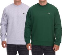 Lacoste Men's Sweatshirt with Logo Embroidery, Basic Sweater, Modern Cotton Sweater, Long-Sleeved Shirt SH9608 00, Gray or Green Lacoste Men's Sweatshirt with Logo Embroidery, Basic Sweater, Modern Cotton Sweater, Long-Sleeved Shirt SH9608 00, Gray or Green