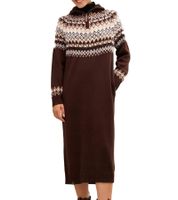 Vestido de punto para mujer, minivestido con cremallera corta y manga larga 940631 Marrón oscuro