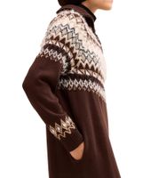 Vestido de punto para mujer, minivestido con cremallera corta y manga larga 940631 Marrón oscuro