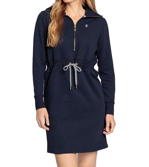 DELMAO Women's Mini Dress, Sweat Dress, Long-Sleeved Cotton Dress, 24305512 Blue