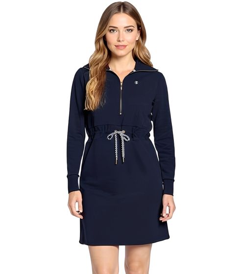 DELMAO Damen Mini-Kleid Sweat-Kleid langärmliges Baumwoll-Kleid 24305512 Blau