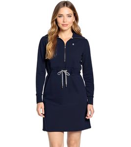 Robe courte DELMAO pour femme, robe sweat, robe en coton à manches longues, 24305512 Bleu Robe courte DELMAO pour femme, robe sweat, robe en coton à manches longues, 24305512 Bleu