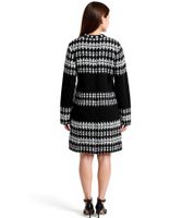 Abito in maglia da donna con stampa Fair Isle, abito a maniche lunghe, abito autunnale, 923627, nero/bianco