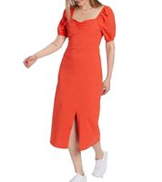 AJC Women's Midi Dress, Lightweight Cotton Dress with Puff Sleeves, Summer Dress, 47018232 Red