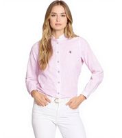 DELMAO Women's Blouse Cotton Shirt with Attached Ruffles 27264507 Pink/White DELMAO Women's Blouse Cotton Shirt with Attached Ruffles 27264507 Pink/White