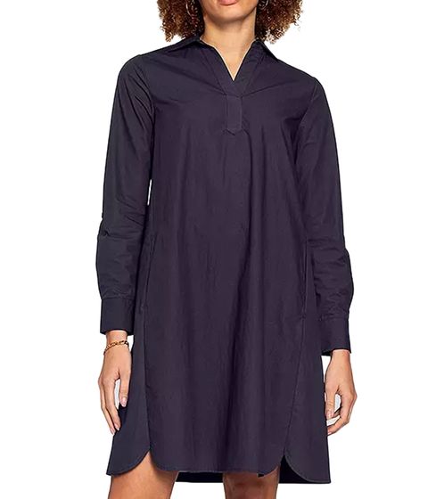 Vestido BOYSEN'S para mujer, moderno vestido blusa de manga larga de algodón puro, 66338030 Azul oscuro