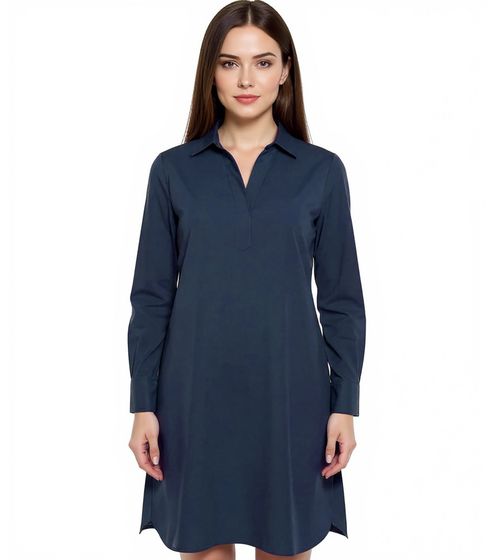 BOYSEN´S Damen Kleid modisches Blusen-Kleid Langarm aus reiner Baumwolle 66338030 Dunkelblau
