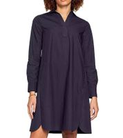 BOYSEN'S Women's Dress, Fashionable Long-Sleeved Blouse Dress Made of Pure Cotton, 66338030 Dark Blue