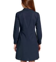 BOYSEN'S Women's Dress, Fashionable Long-Sleeved Blouse Dress Made of Pure Cotton, 66338030 Dark Blue