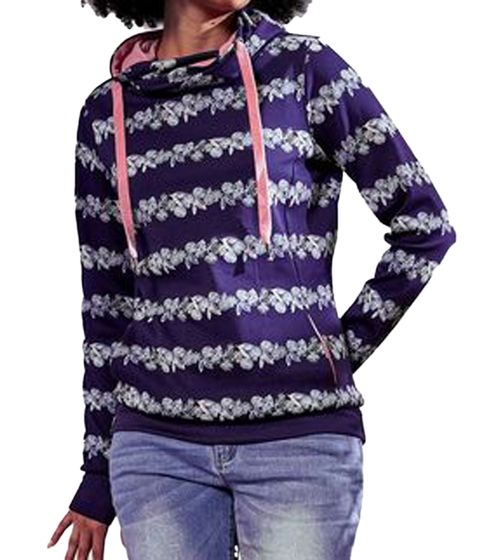 KangaROOS Women's Cotton Hoodie with Floral Ornaments 69913467 Blue