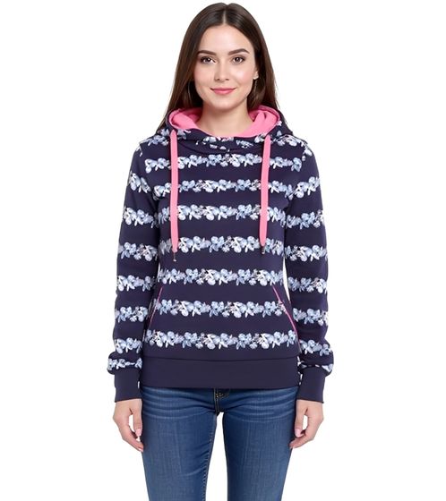 KangaROOS Damen Sweatshirt Baumwoll-Hoodie mit Blumenornamenten 69913467 Blau