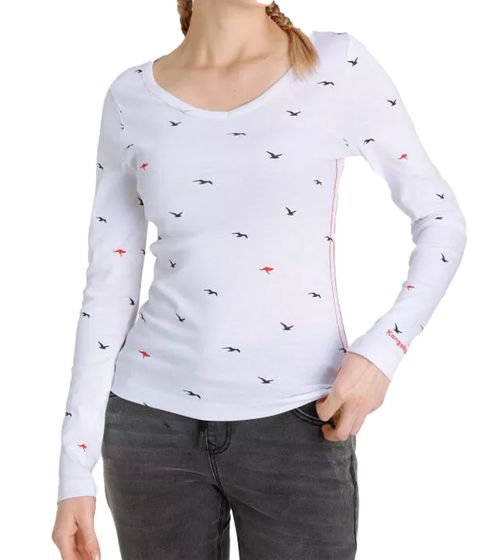 KangaROOS Women's Cotton Sweatshirt, Stylish Long-Sleeved Shirt, Crew Neck Pullover 86609137 White