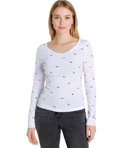 KangaROOS Damen Baumwoll-Sweatshirt stylisches Langarm-Shirt Rundhals-Pullover 86609137 Weiß