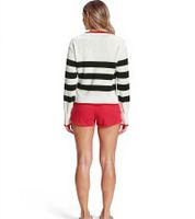 AJC Women's Knit Sweater with a College Look, Cotton Sweater 89512917, White/Black