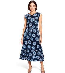 BOYSEN´S Damen Maxi-Kleid mit floralem Allover-Print ärmelloses Jersey-Kleid 95560104 Dunkelblau