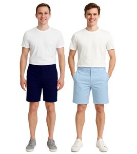Pantalones chinos bermudas casuales Peterson para hombre con shorts de lino y algodón 20504682 en azul oscuro o azul claro
