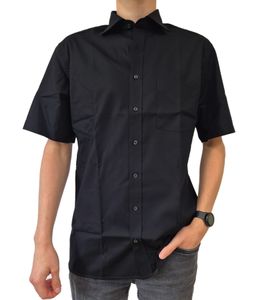 Eterna Men's Short-Sleeve Shirt, Simple Business Shirt, Pure Cotton Shirt, 391172, Black