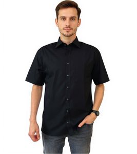 Camisa Eterna de manga corta para hombre, camisa de negocios sencilla, camisa de algodón puro, 391172, negra