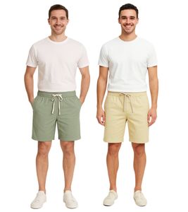 CASUAL FRIDAY Sigge Men's Casual Bermuda Chino Shorts with Elastic Waistband, Cotton Shorts, 20505130 in Green or Beige
