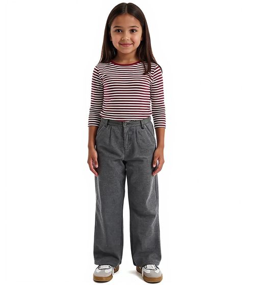 Kinder Hose für Mädchen mit weitem Bein Stoff-Hose Alltags-Hose 924164 Grau