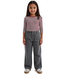 Kinder Hose für Mädchen mit weitem Bein Stoff-Hose Alltags-Hose 924164 Grau