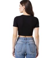 Top corto ZEGY para mujer, camisa de algodón acanalado, camiseta sencilla, 1084 Negro