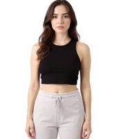 Top corto da donna ZEGY, canotta in cotone a coste, senza maniche, 1085 Nero