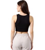 Top corto da donna ZEGY, canotta in cotone a coste, senza maniche, 1085 Nero