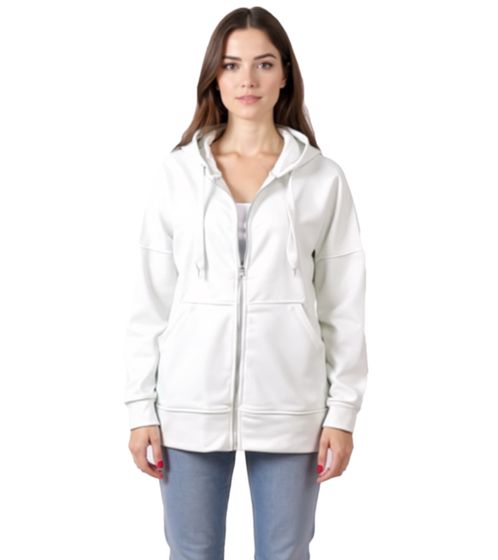 ZEGY Damen Sweat-Jacke mit Kapuze Baumwoll-Sweater Zip Hoodie 1083 Weiß