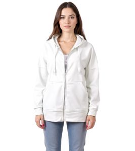 ZEGY Women's Hooded Sweatshirt, Cotton Zip Hoodie, 1083 White