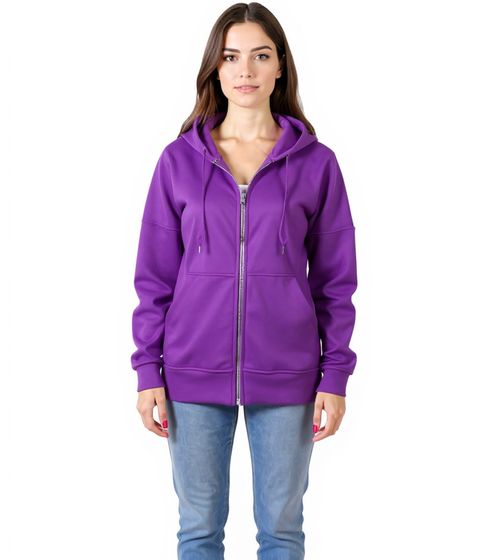 ZEGY Damen Sweat-Jacke mit Kapuze Baumwoll-Sweater Zip Hoodie 1083 Lila