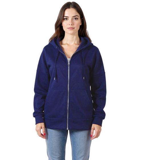 ZEGY Damen Sweat-Jacke mit Kapuze Baumwoll-Sweater Zip Hoodie 1083 Navy