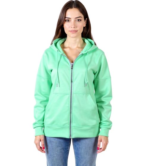 ZEGY Damen Sweat-Jacke mit Kapuze Baumwoll-Sweater Zip Hoodie 1083 Mint-Grün