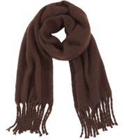 Laura Scott Autumn Scarf with Fringe - Soft Long Woven Scarf - Simple Winter Scarf - Brown or Gray