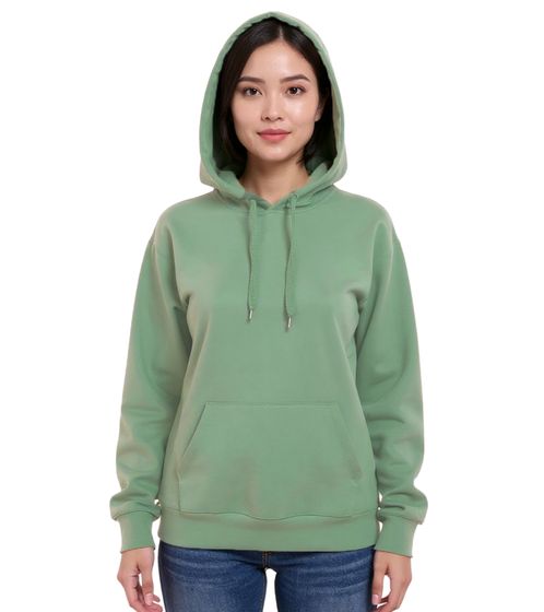 ZEGY Damen Hoodie schlichter Kapuzen-Pullover mit Kängurutasche Sweater 1082 Grün